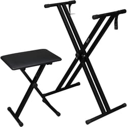 adjustable piano stand and keyboard bench set portable double-x construction, adjustable height