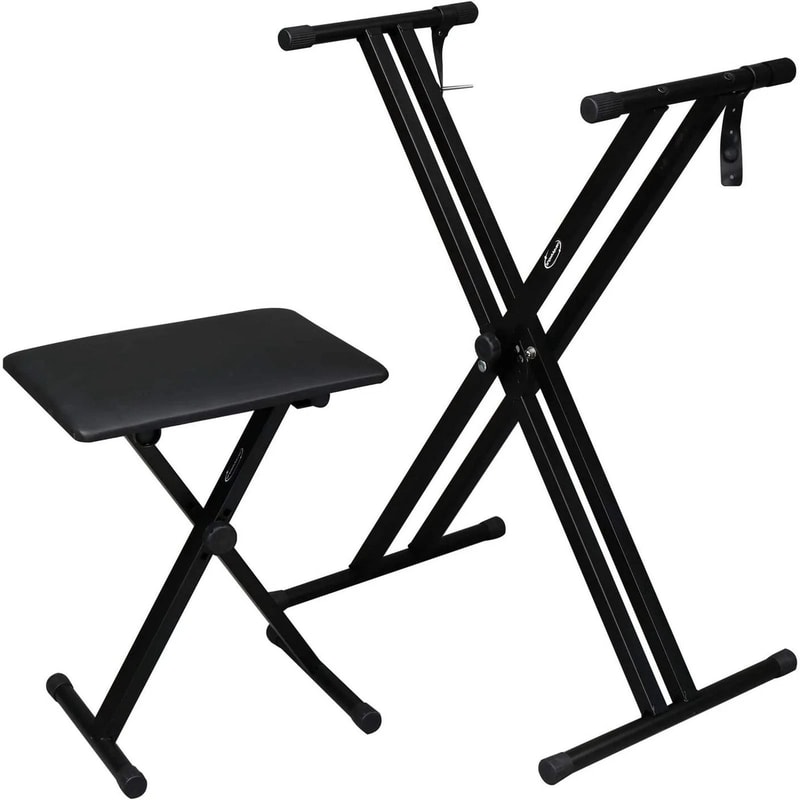 Adjustable Piano Stand And Keyboard Bench Set Portable DoubleX Construction Adjustable Height 0