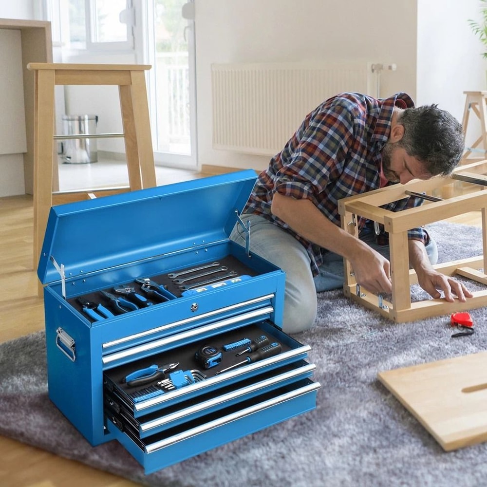 Drawer Tool Chest Storage Cabinet With Liners Durable Metal Toolbox Organizer 3