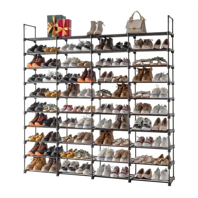 Shoe Rack Organizer Tier Storage Shelf Stackable Entryway Shoe Cabinet With Hooks 1