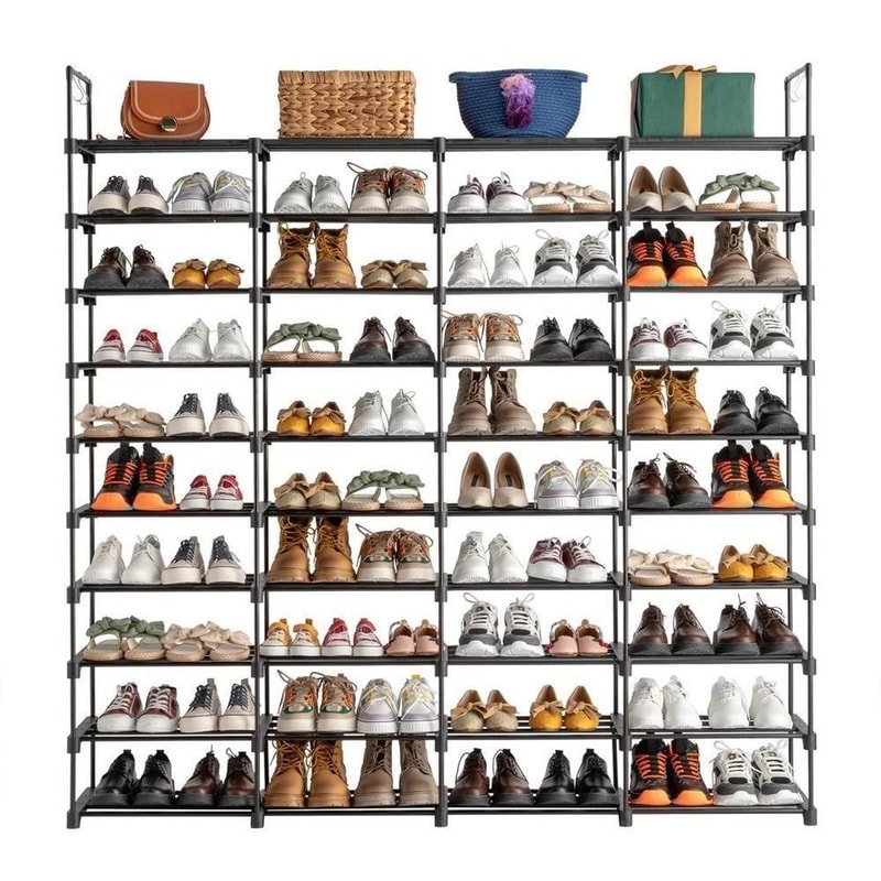 Shoe Rack Organizer Tier Storage Shelf Stackable Entryway Shoe Cabinet With Hooks 2