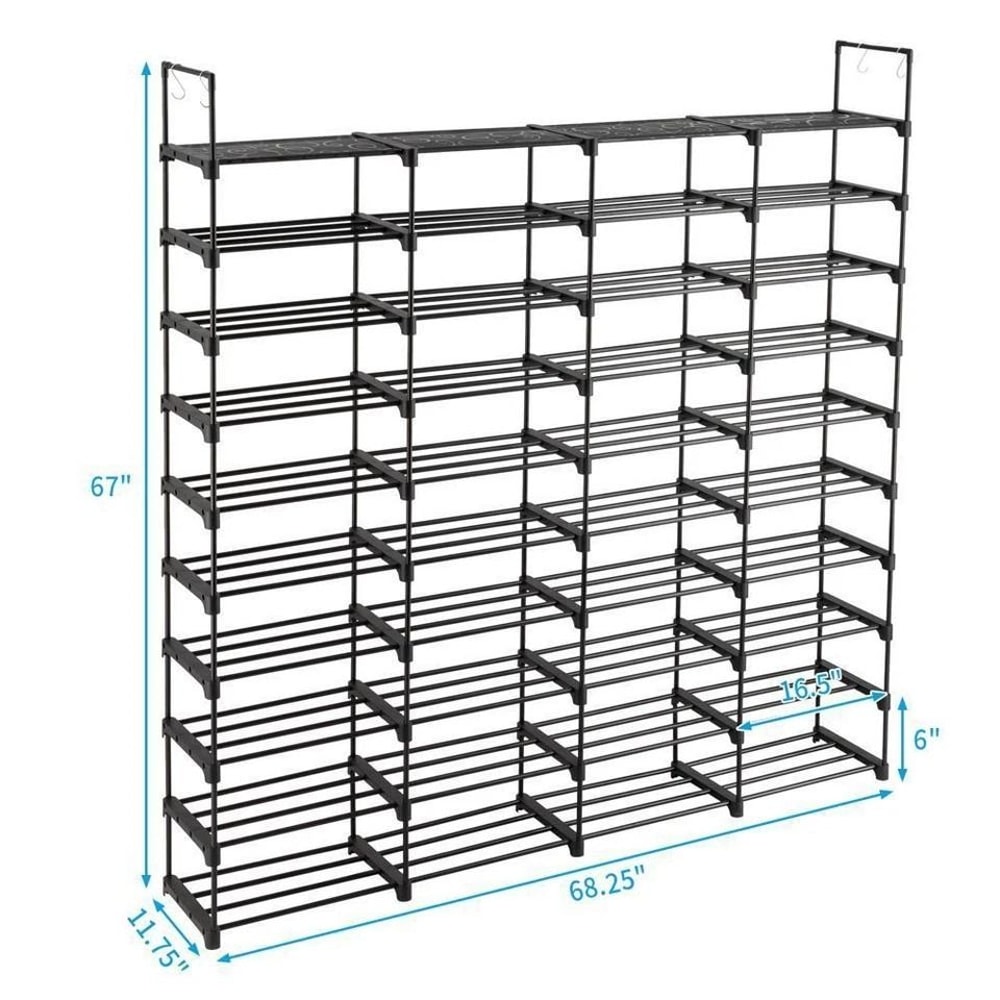 Shoe Rack Organizer Tier Storage Shelf Stackable Entryway Shoe Cabinet With Hooks 5