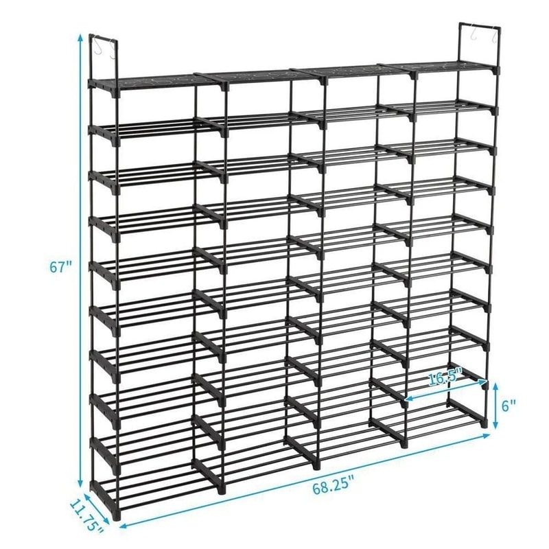 Shoe Rack Organizer Tier Storage Shelf Stackable Entryway Shoe Cabinet With Hooks 5