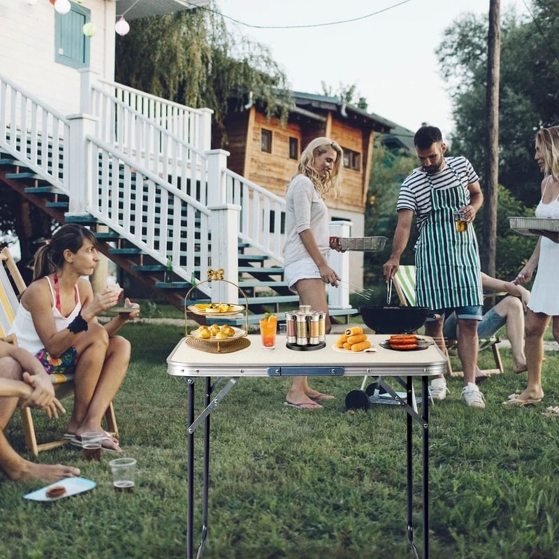 Portable Aluminum Folding Table For Camping Indoor And Outdoor Family Party Lightweight And Durable 8