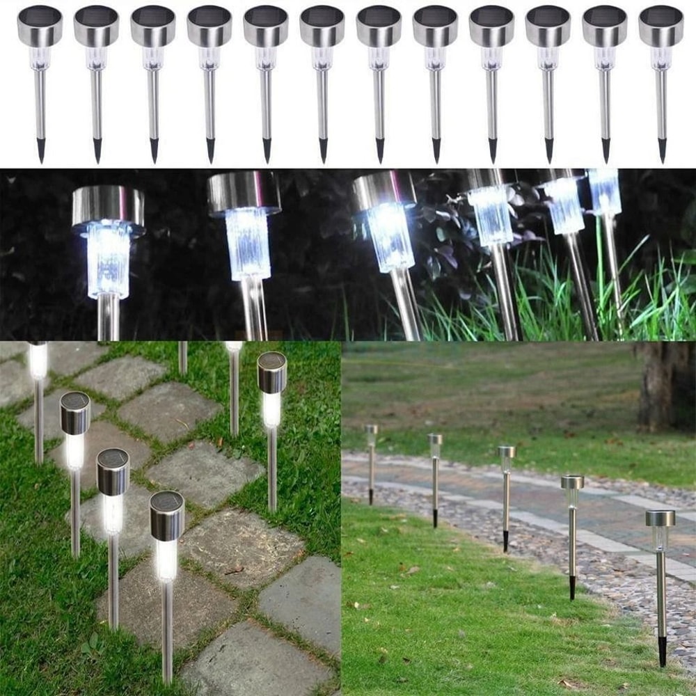 HighQuality Stainless Steel LED Solar Lights Outdoor Landscape Lighting With Bright White Illuminat 6