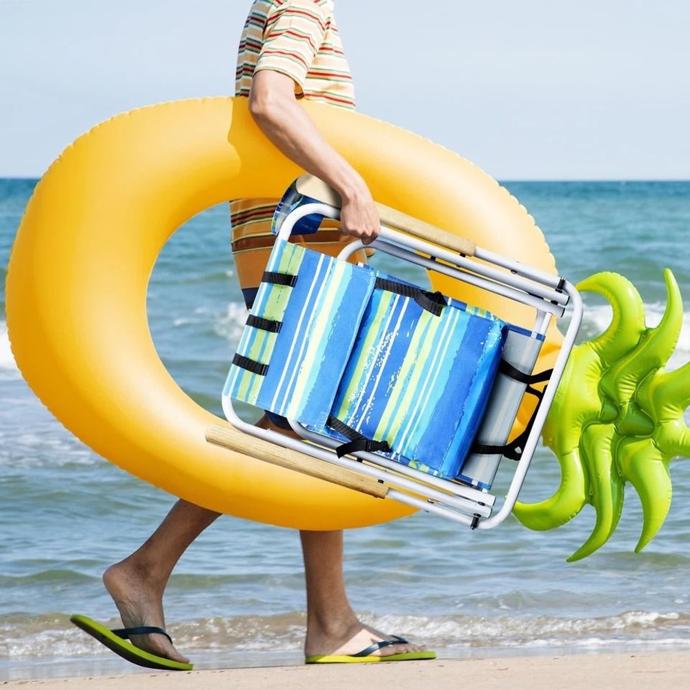 Adjustable Folding Backpack Beach Chair For Adults Position Recline Portable Comfortable 4