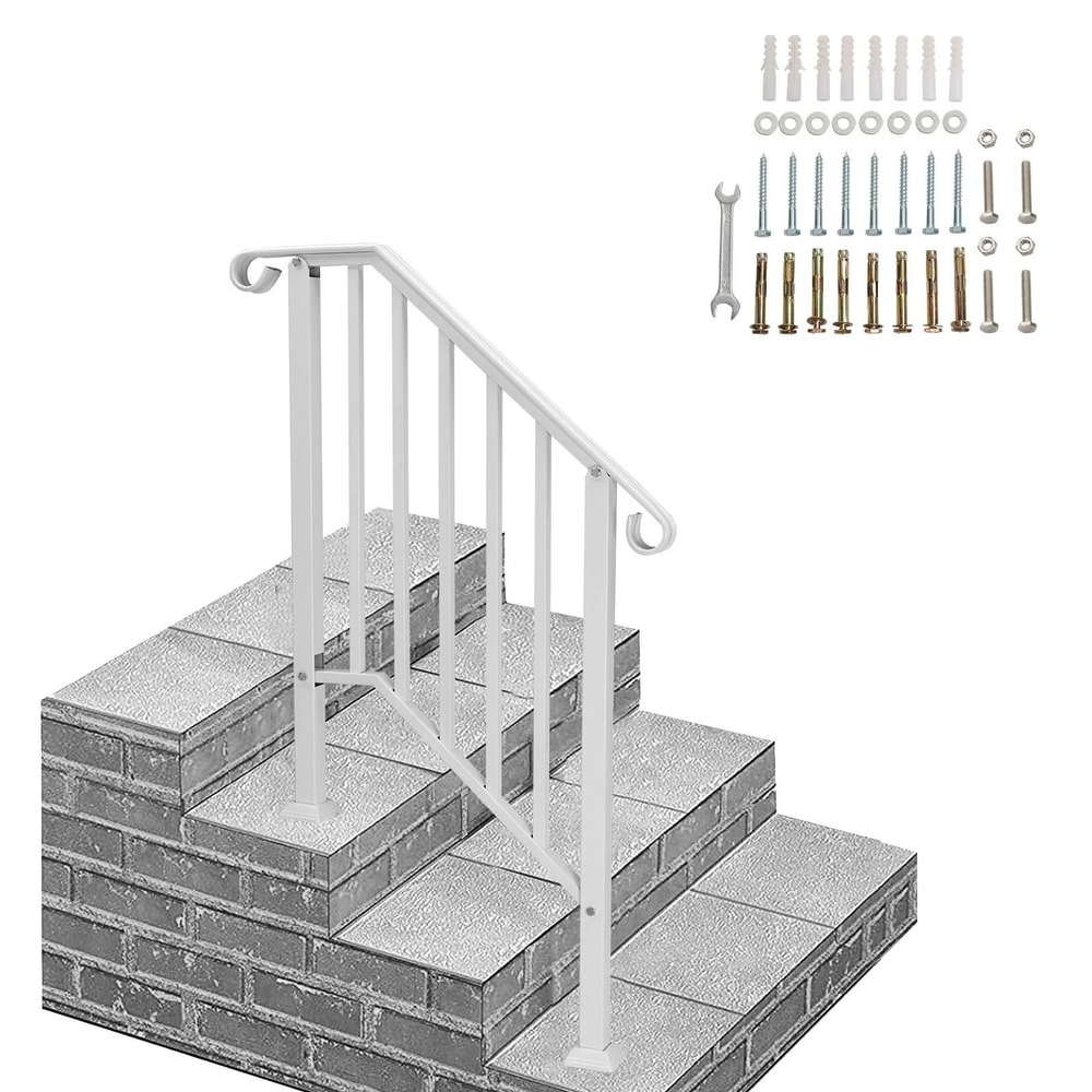 White Galvanized Iron Handrails Outdoor Stair Railing 10