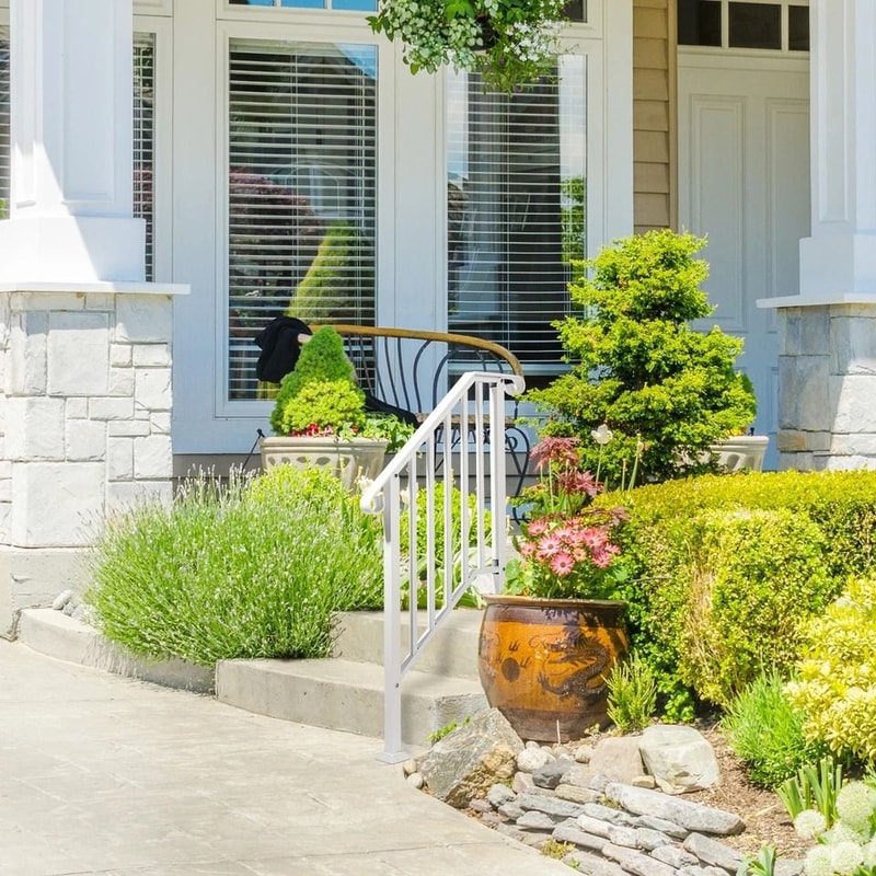 White Galvanized Iron Handrails Outdoor Stair Railing 5