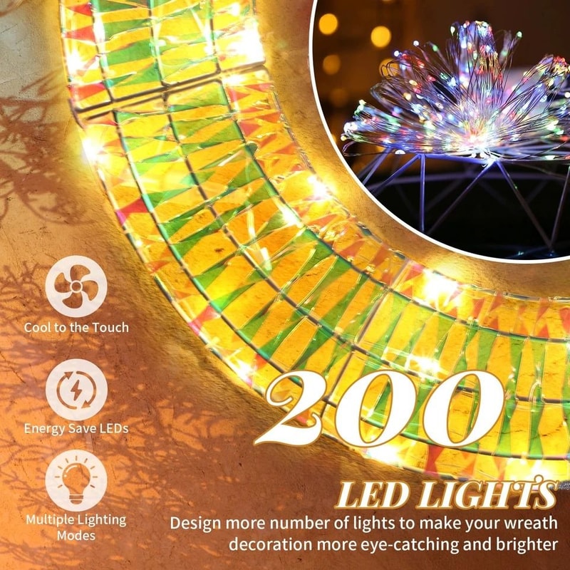 PreLit Christmas Wreath With Warm White LED Lights And Red Bows Perfect For Indoor Outdoor Holiday 10