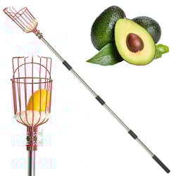 adjustable fruit picker tool with basket lightweight stainless steel pole for effortless fruit harvesting