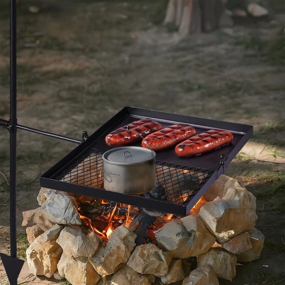 Swivel Campfire Grill Heavy Duty Steel Folding Cooking Grate For Outdoor Camping BBQ 10