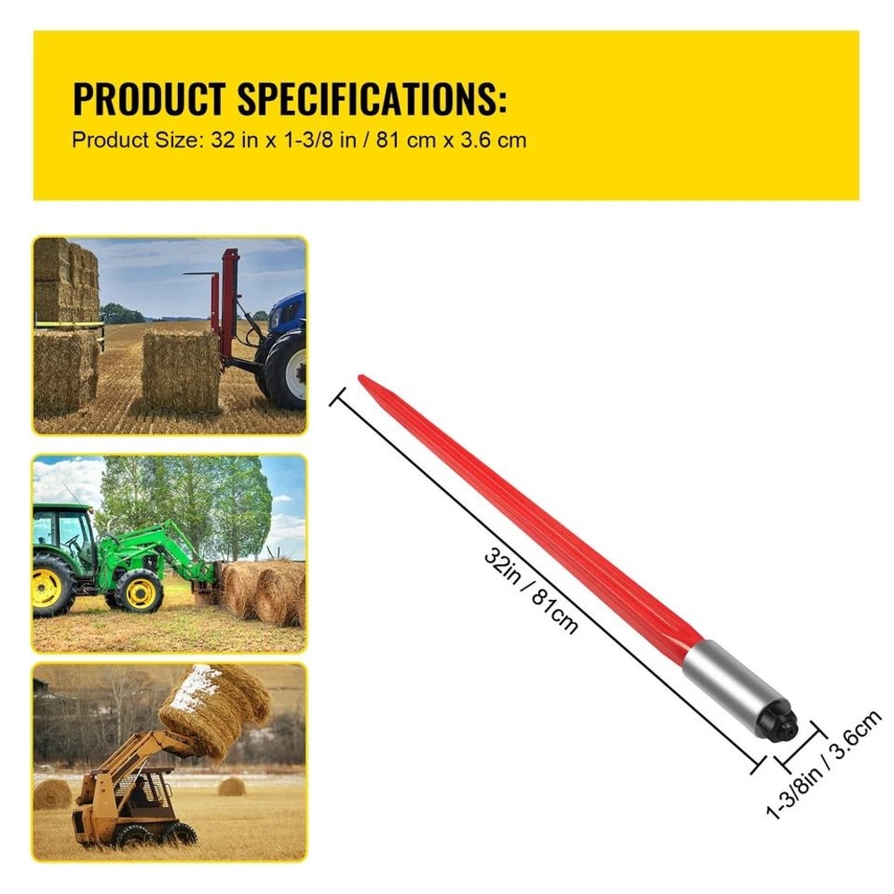 HeavyDuty Square Hay Bale Spear With Capacity Wide Tine For Bobcat Tractors 6