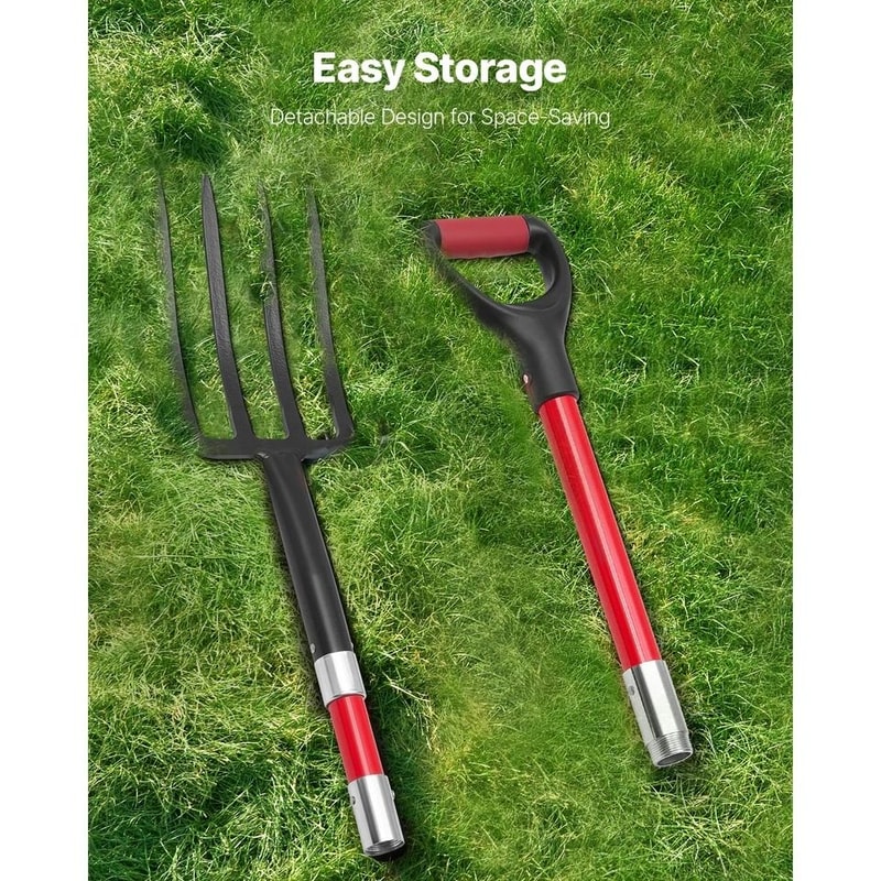 Heavy Duty Tines Garden Fork With Fiberglass Handle Digging Spading Pitchfork 3