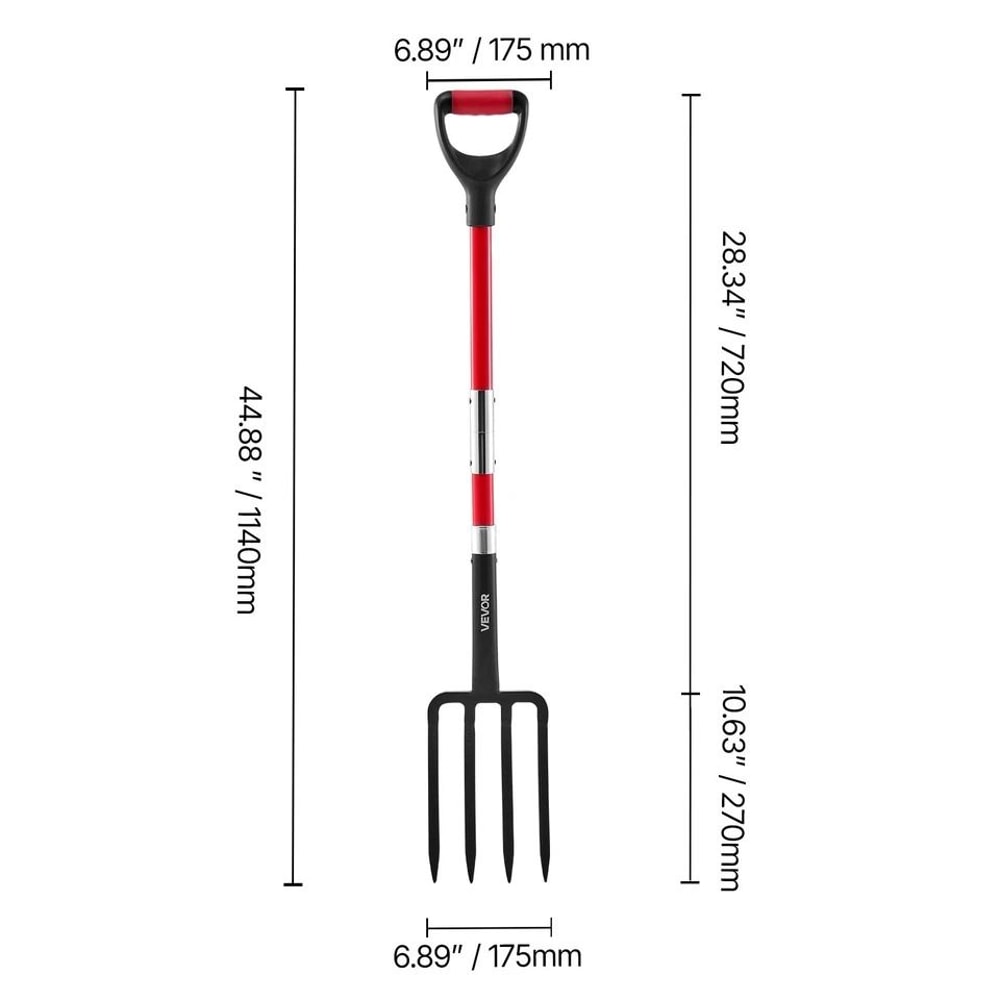 Heavy Duty Tines Garden Fork With Fiberglass Handle Digging Spading Pitchfork 6