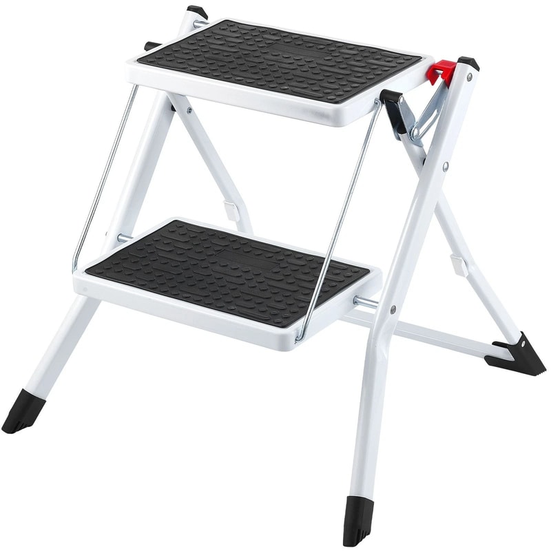 Foldable Step Stool Ladder Adjustable Height Max Load Easy Storage Stability 0