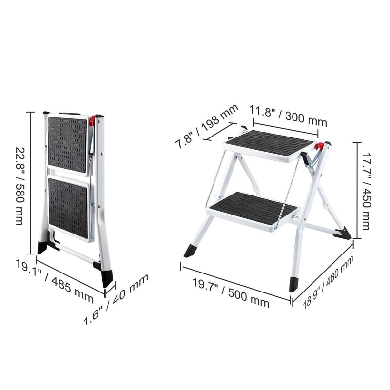 Foldable Step Stool Ladder Adjustable Height Max Load Easy Storage Stability 7