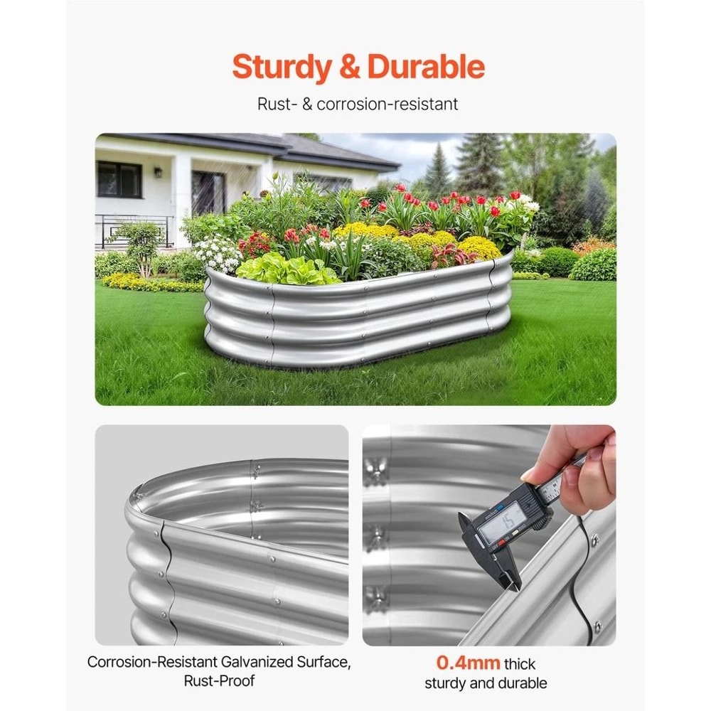 Metal Raised Garden Bed Durable Galvanized Planter Box In Silver Finish For Outdoor Gardening 2