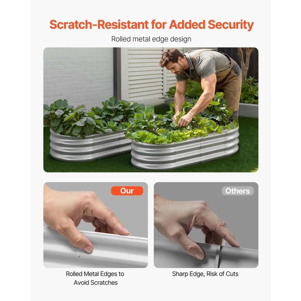 Metal Raised Garden Bed Durable Galvanized Planter Box In Silver Finish For Outdoor Gardening 3