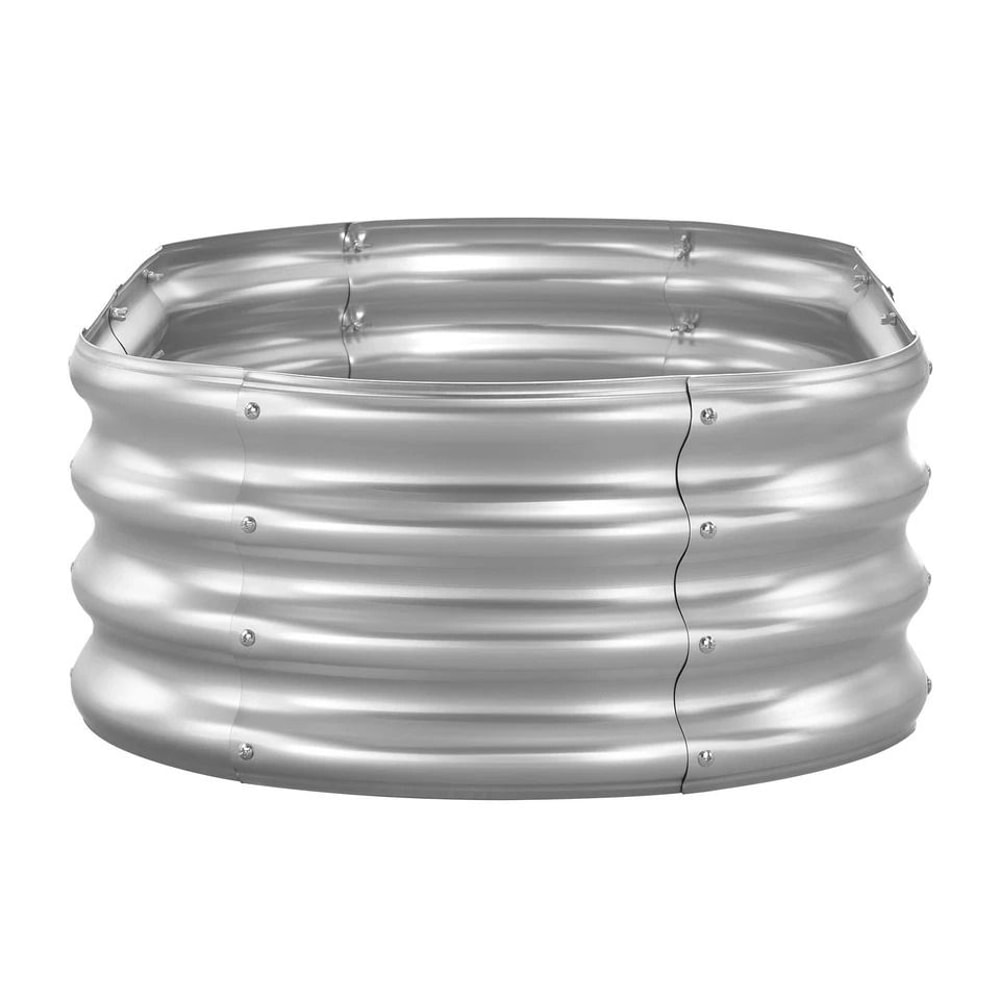 Metal Raised Garden Bed Durable Galvanized Planter Box In Silver Finish For Outdoor Gardening 7