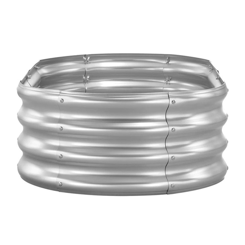 Metal Raised Garden Bed Durable Galvanized Planter Box In Silver Finish For Outdoor Gardening 7