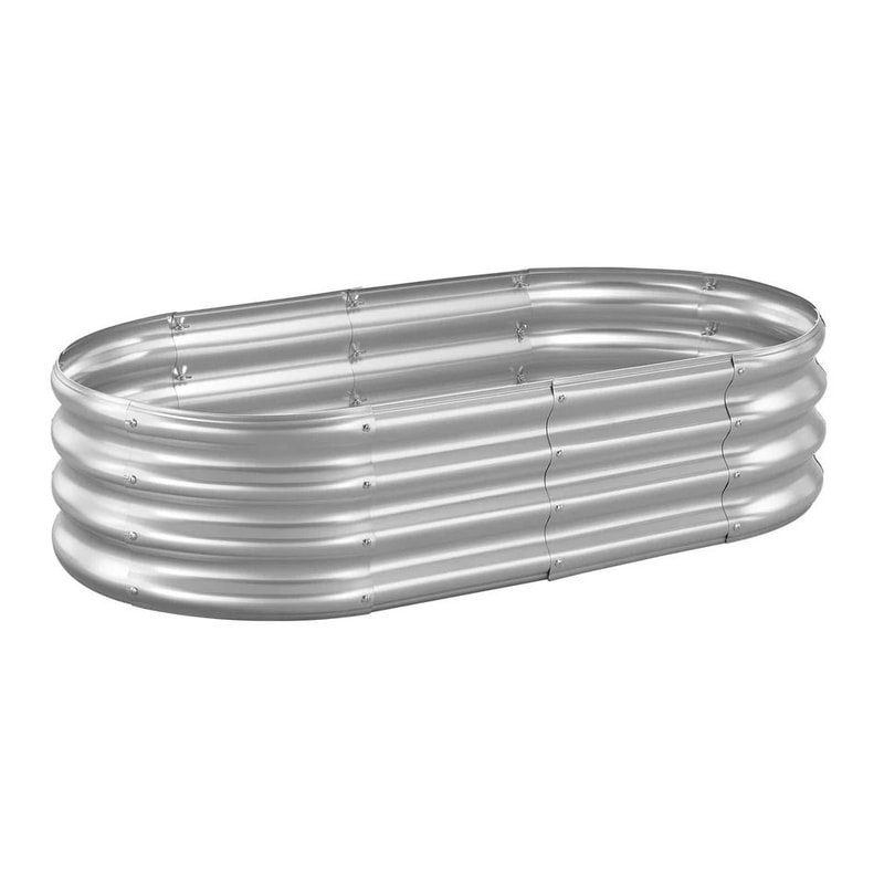 Metal Raised Garden Bed Durable Galvanized Planter Box In Silver Finish For Outdoor Gardening 0