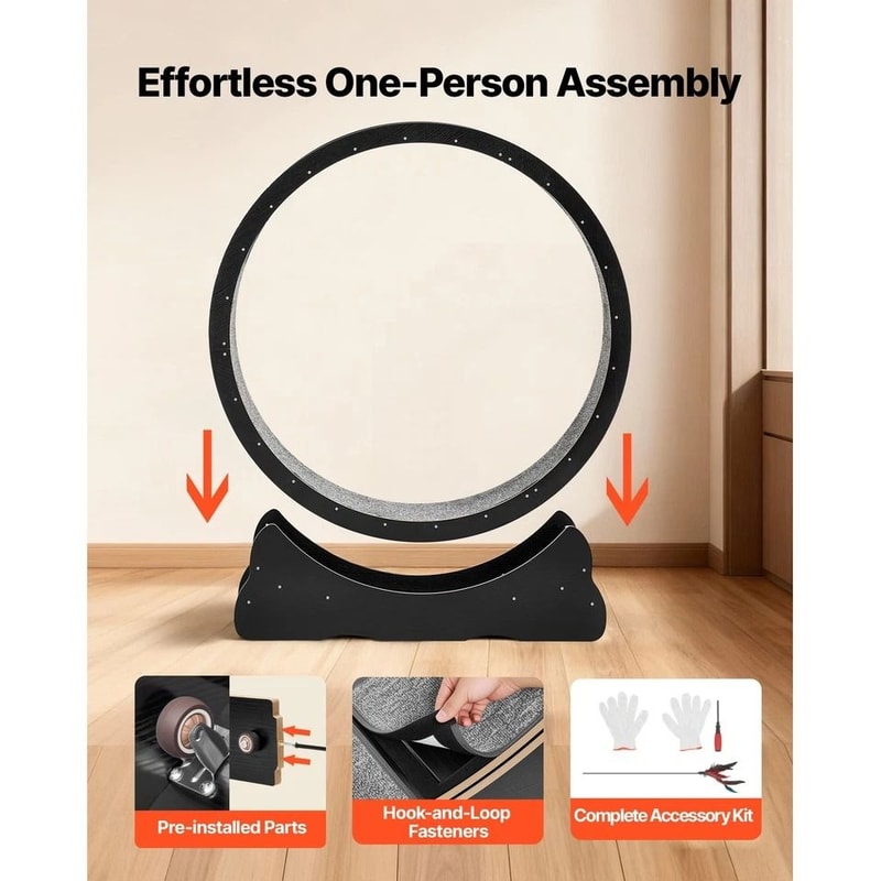 Wooden Cat Exercise Wheel Carpeted Runway For Indoor Play Physical Activity 4