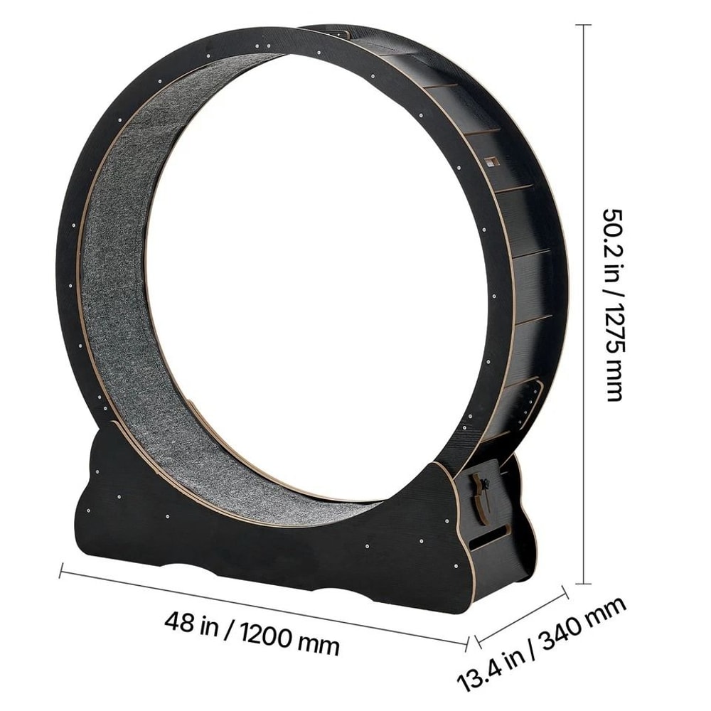 Wooden Cat Exercise Wheel Carpeted Runway For Indoor Play Physical Activity 6