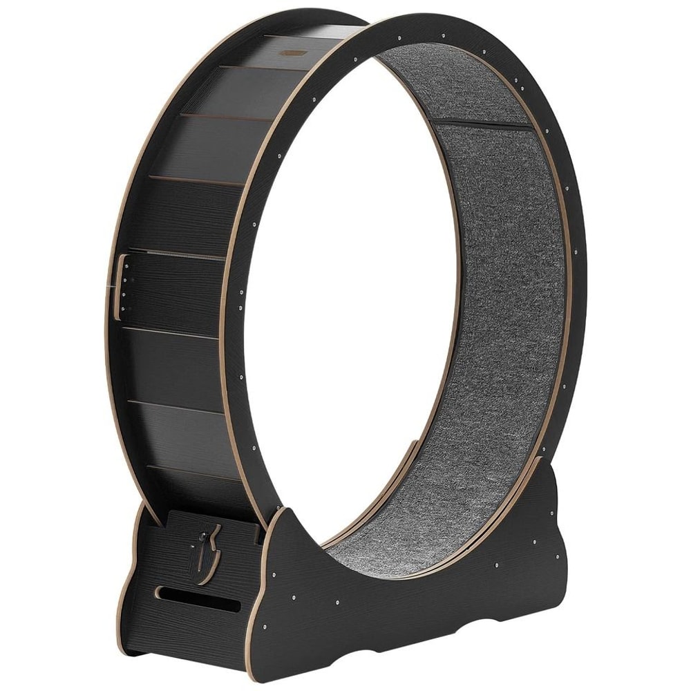 Wooden Cat Exercise Wheel Carpeted Runway For Indoor Play Physical Activity 0