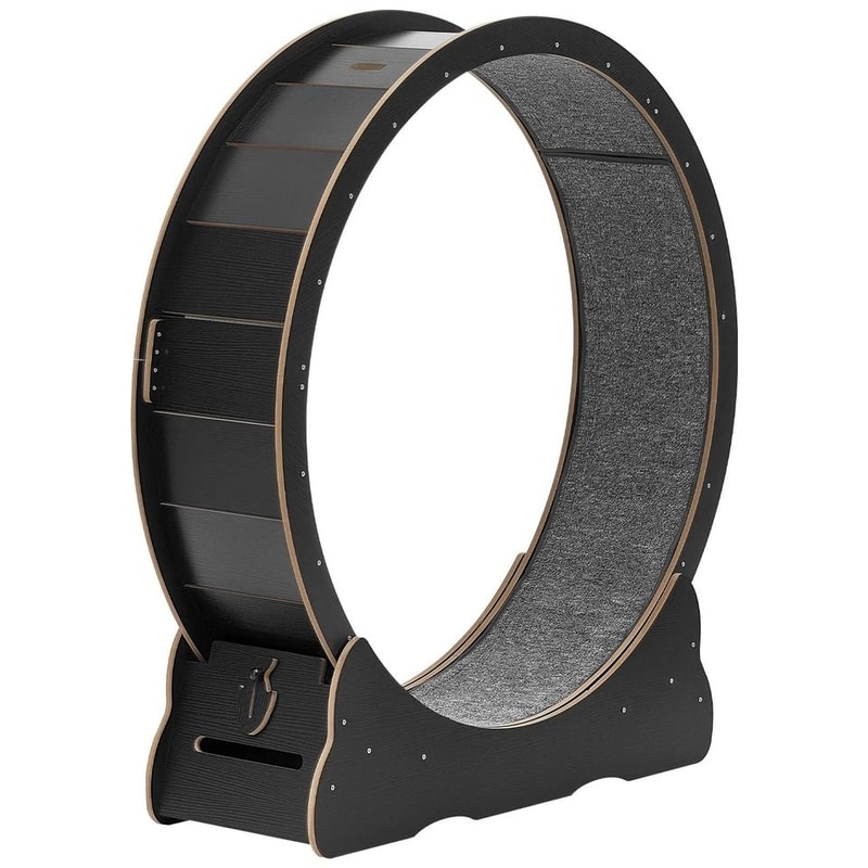 Wooden Cat Exercise Wheel Carpeted Runway For Indoor Play Physical Activity 0