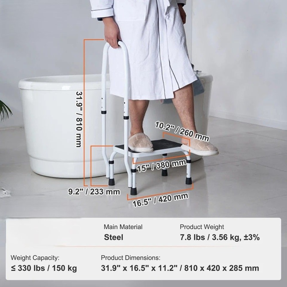 Adjustable Step Stool Ladder With Handle Load Capacity For RVs Home Use 7