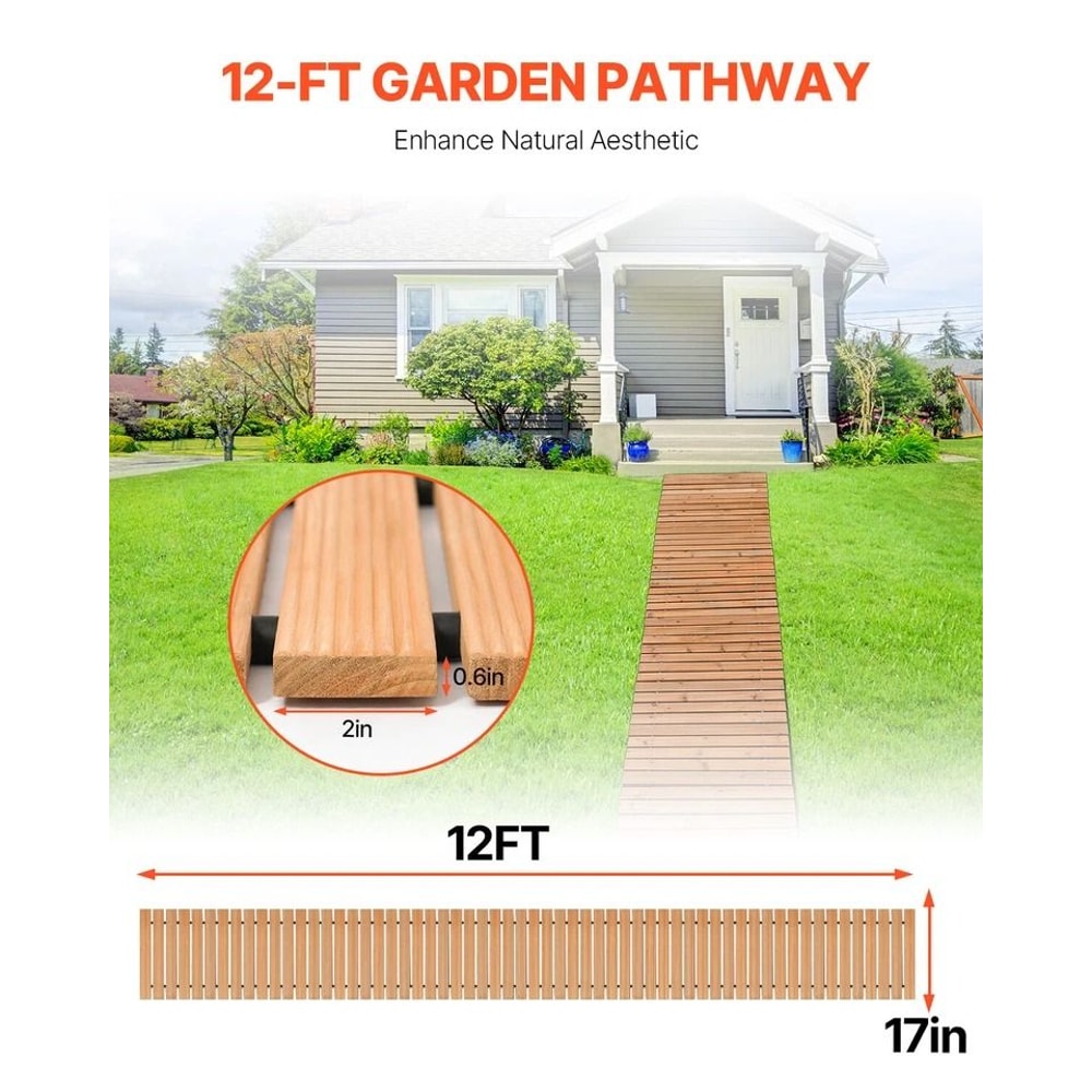 Long Wooden Garden Walkway Rollout Pathway Sturdy Cedar Outdoor Path For Garden Patio And Event Use 1