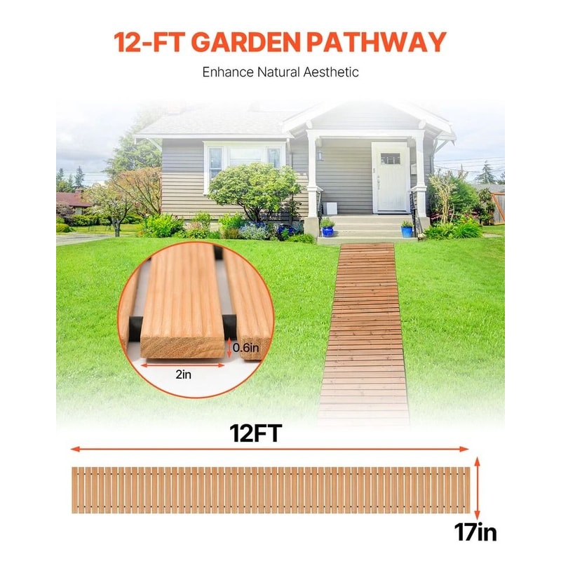 Long Wooden Garden Walkway Rollout Pathway Sturdy Cedar Outdoor Path For Garden Patio And Event Use 1