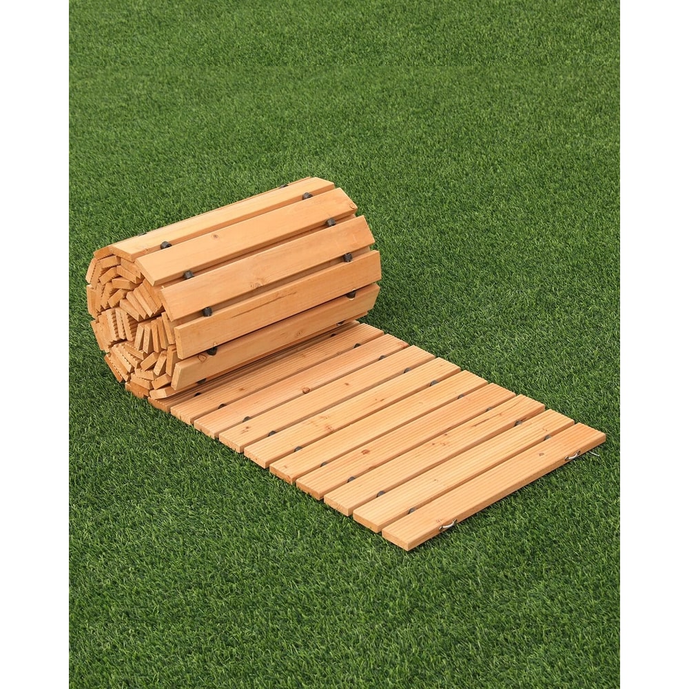 Long Wooden Garden Walkway Rollout Pathway Sturdy Cedar Outdoor Path For Garden Patio And Event Use 0