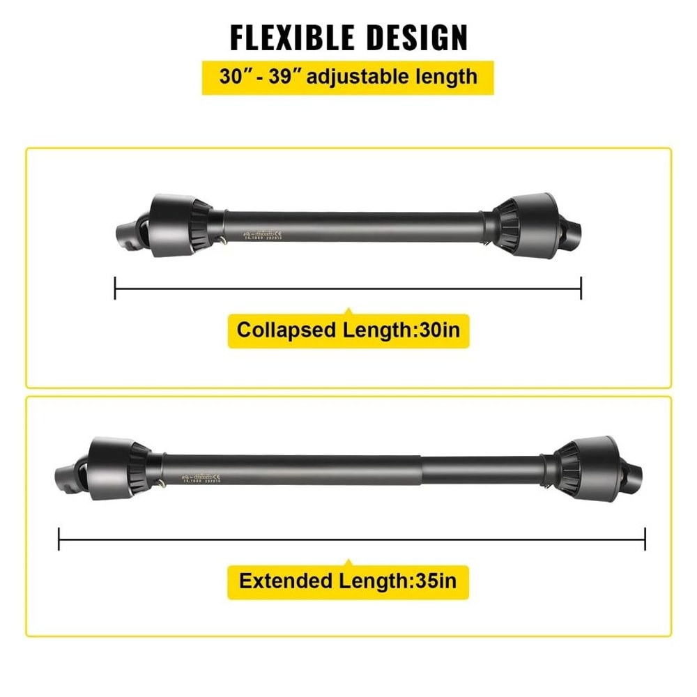 Shaft SplineRound Black Tractor Driveshaft Adjustable Length 2