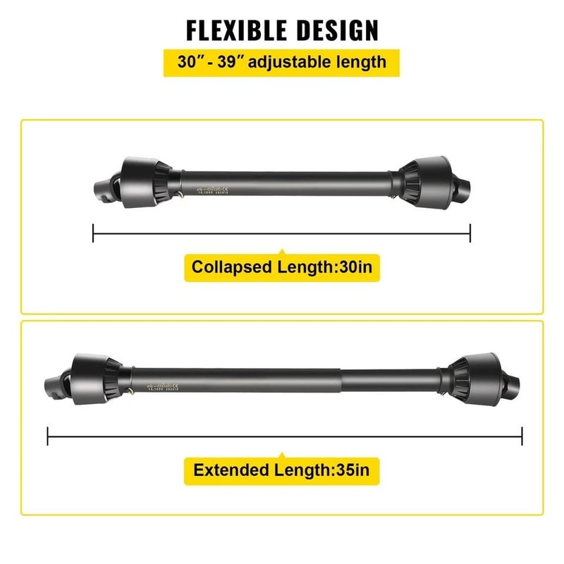 Shaft SplineRound Black Tractor Driveshaft Adjustable Length 2