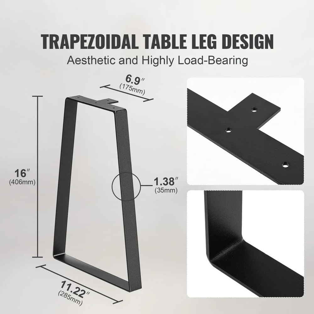 Trapezoid Solid Steel Table Legs For DIY Coffee Tables Heavy Duty Adjustable 2