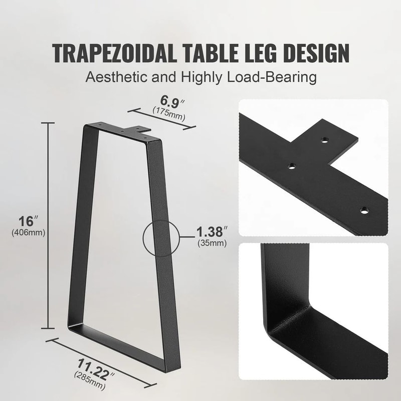 Trapezoid Solid Steel Table Legs For DIY Coffee Tables Heavy Duty Adjustable 2
