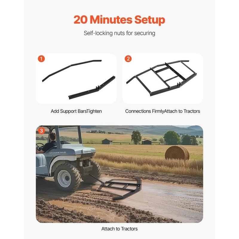 Tow Behind Drag Harrow For ATVUTV Steel Gravel Grader Field Leveler 4