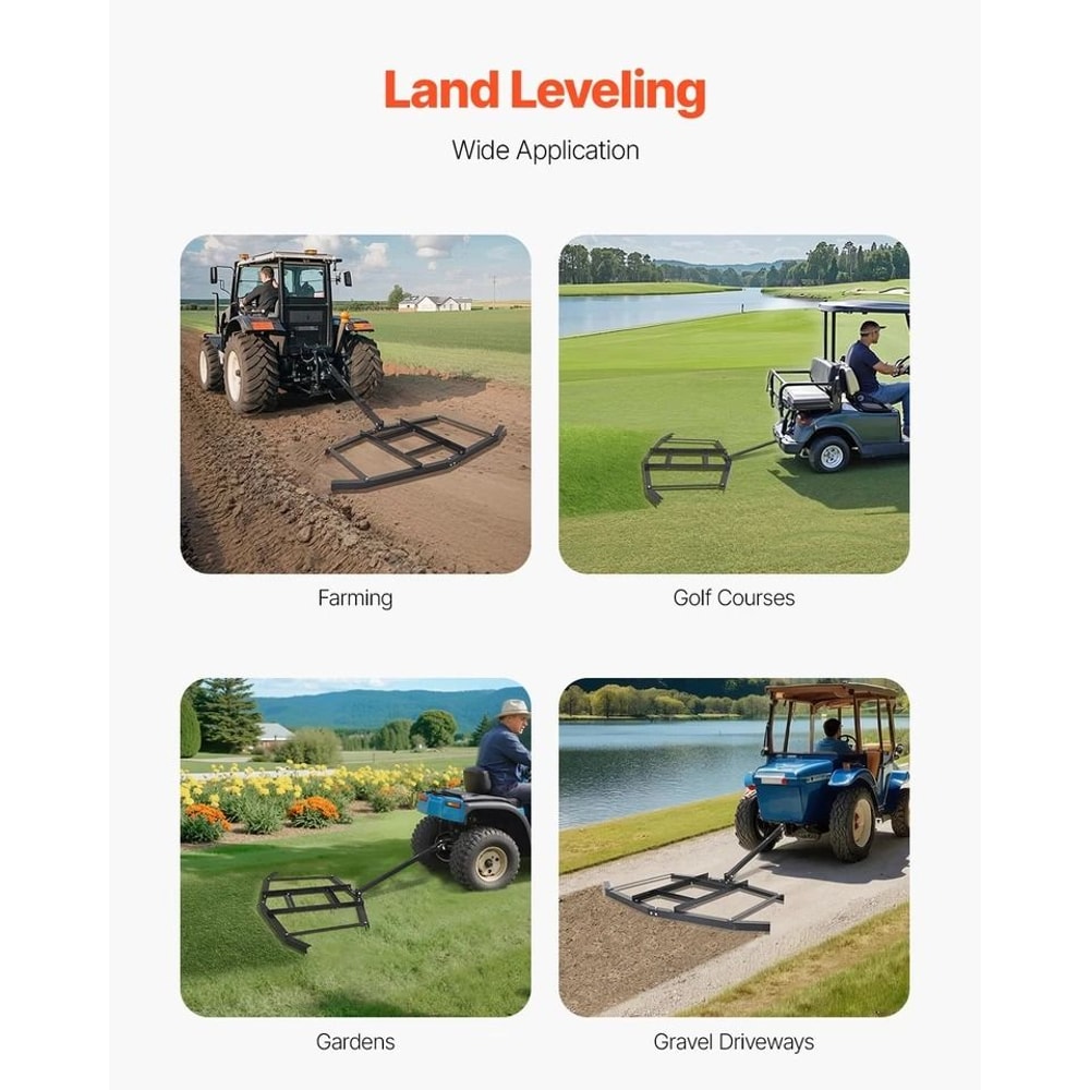 Tow Behind Drag Harrow For ATVUTV Steel Gravel Grader Field Leveler 5