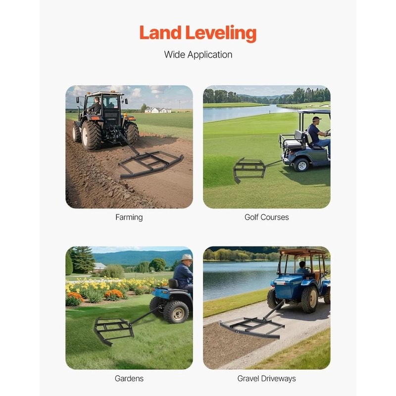Tow Behind Drag Harrow For ATVUTV Steel Gravel Grader Field Leveler 5