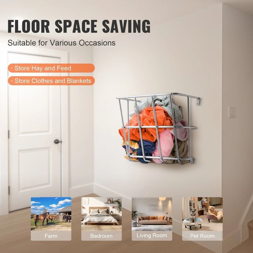 Livestock Hay Feeder For Horses Goats Gallon WallMounted Hay Rack 4