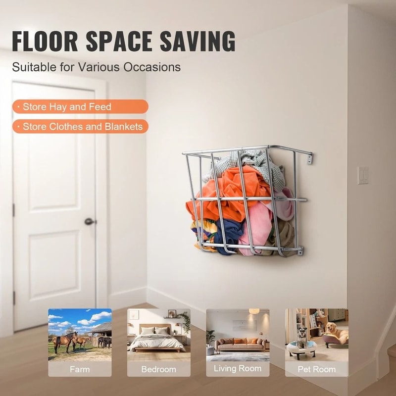 Livestock Hay Feeder For Horses Goats Gallon WallMounted Hay Rack 4