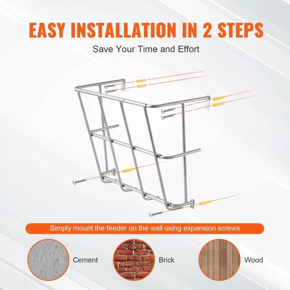 Livestock Hay Feeder For Horses Goats Gallon WallMounted Hay Rack 5