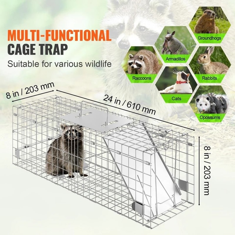 Humane Live Animal Cage Trap For Cats Squirrels Mice 1
