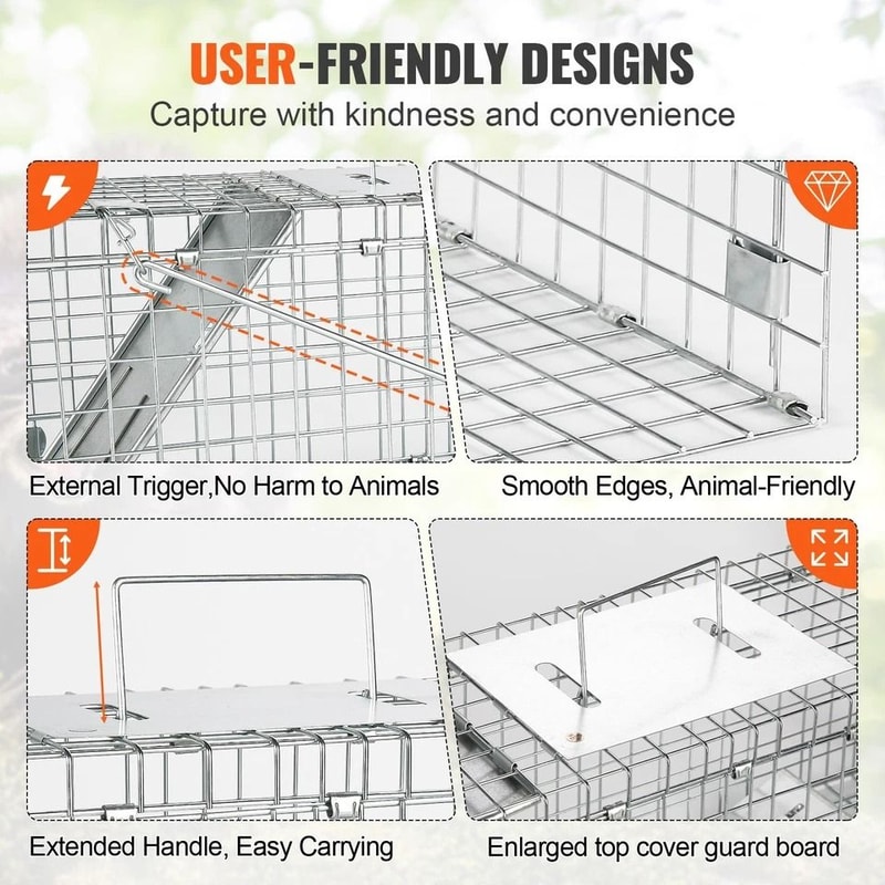 Humane Live Animal Cage Trap For Cats Squirrels Mice 2