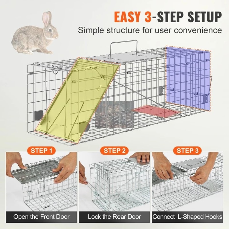Humane Live Animal Cage Trap For Cats Squirrels Mice 4