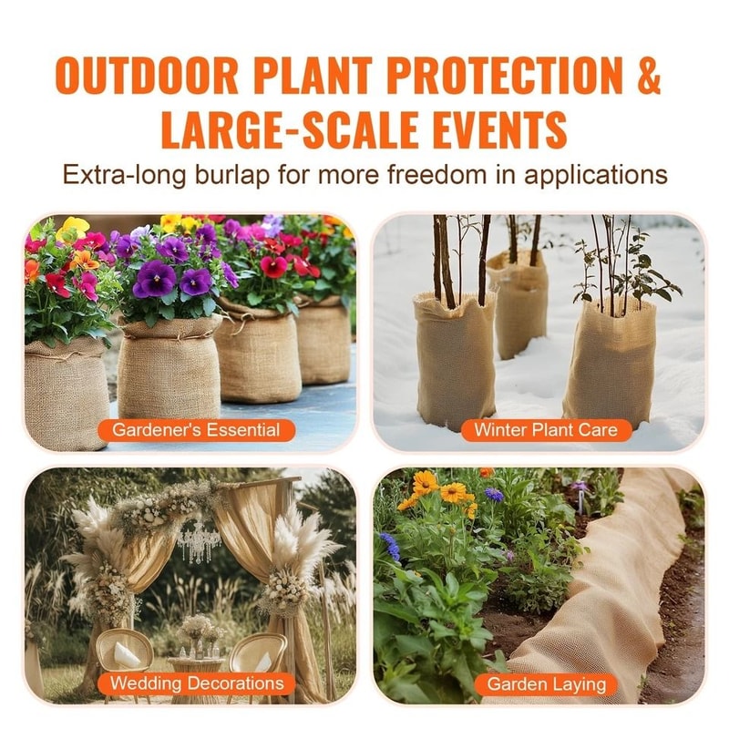 Natural Burlap Fabric Roll Tree Wrap For Crafts Garden Decorations 3