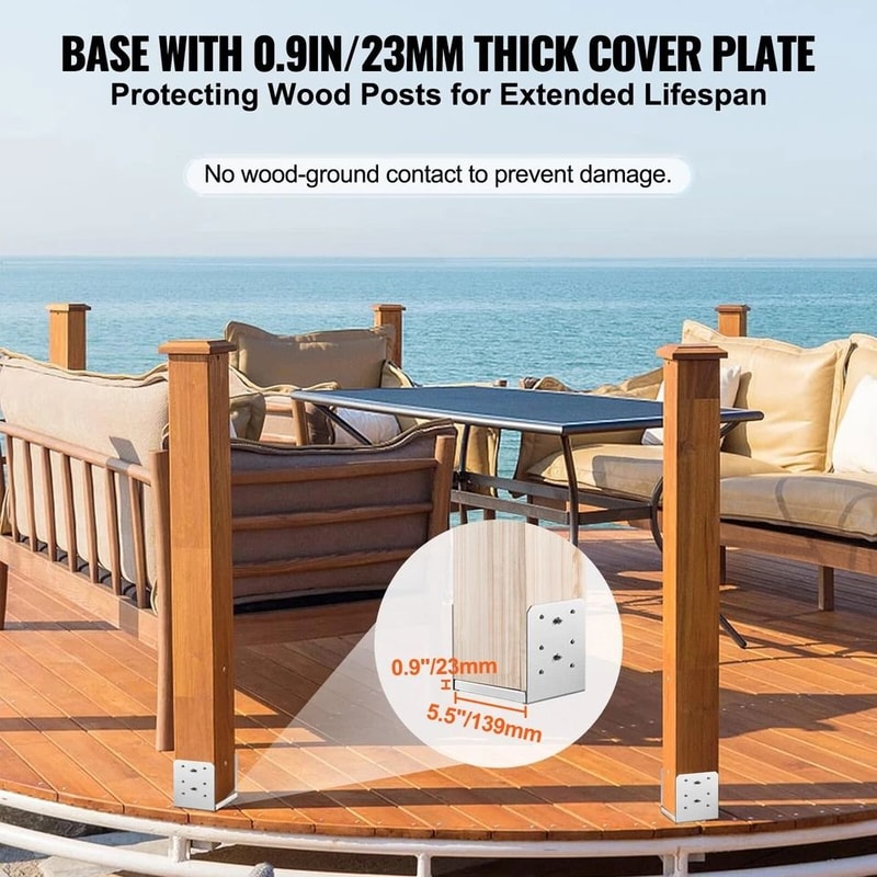 Adjustable 6x6 Concrete Deck Post Anchor Base Metal Bracket Heavy Duty Support For Decks Railings 3