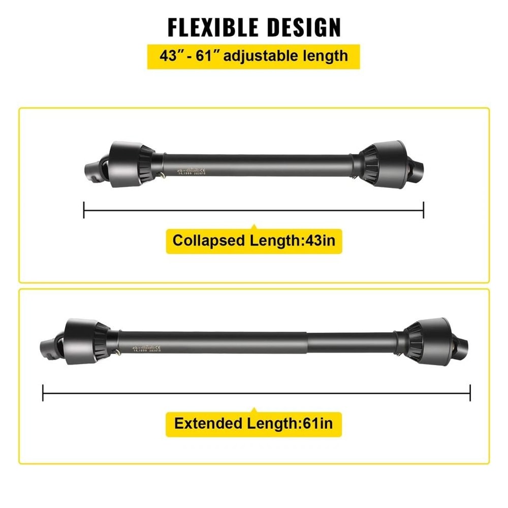 Heavy Duty PTO Drive Shaft Spline Adjustable 3