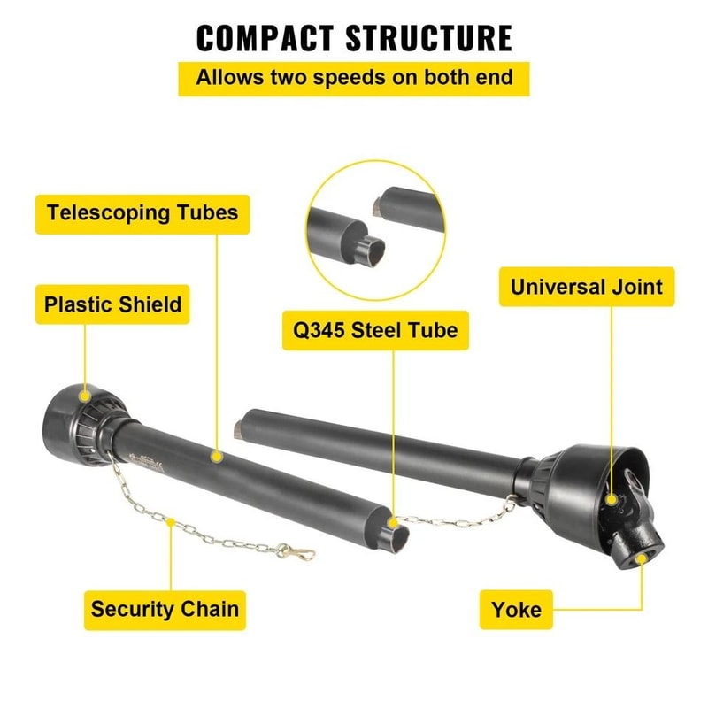 Heavy Duty PTO Drive Shaft Spline Adjustable 4